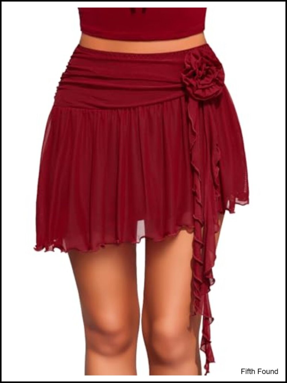 Mesh Flowy Mini Skirt Asymmetric Hem Ruched Waist Y2K Party Clubwear